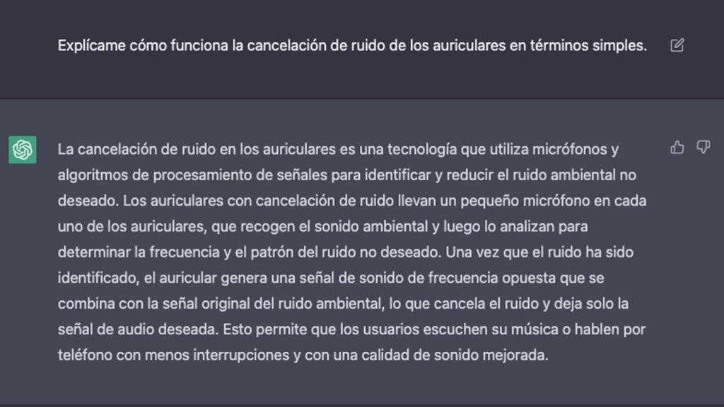 Explicación de la cancelación de ruido por ChatGPT.