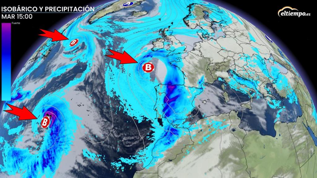 Las borrascas que afectarán a España durante el puente de diciembre. ElTiempo.es