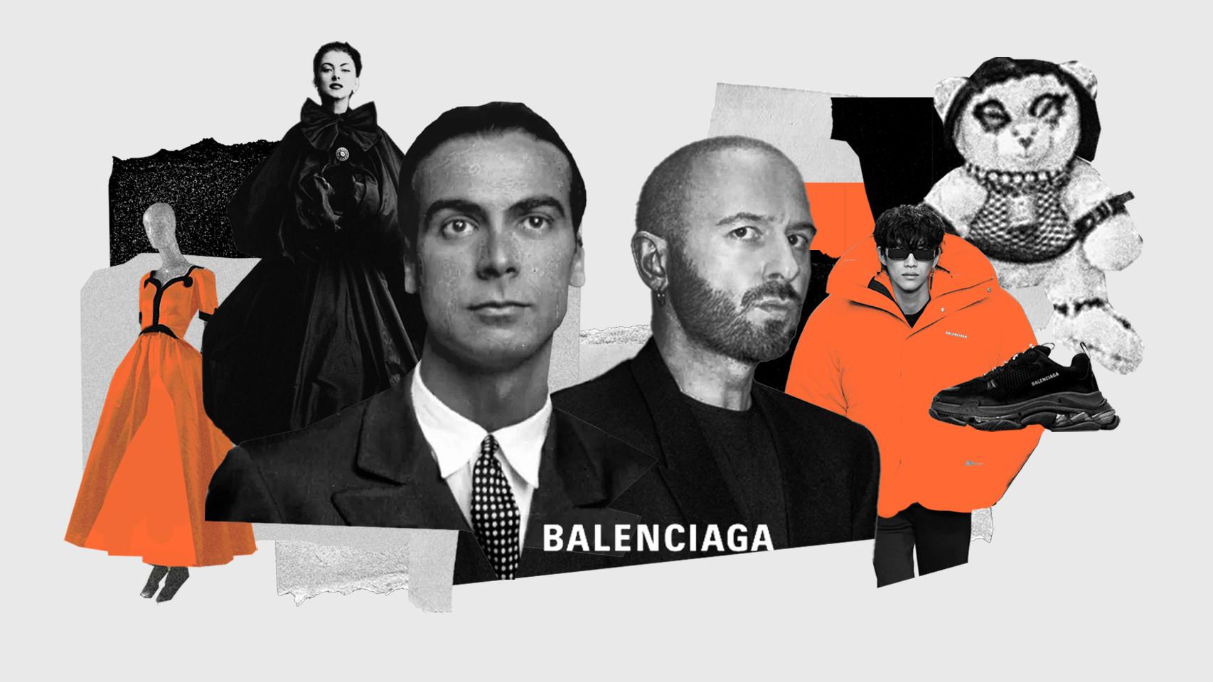 A la izquierda, el fundador Cristóbal Balenciaga y sus diseños clásicos, en contraposición al nuevo mundo de Demna Gvasalia (derecha), director creativo de la marca desde 2015.