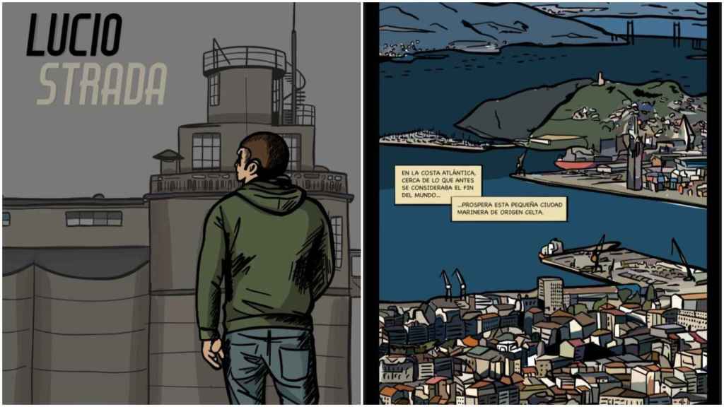Portada del primer número y una de las páginas del cómic ‘Lucio Strada’.