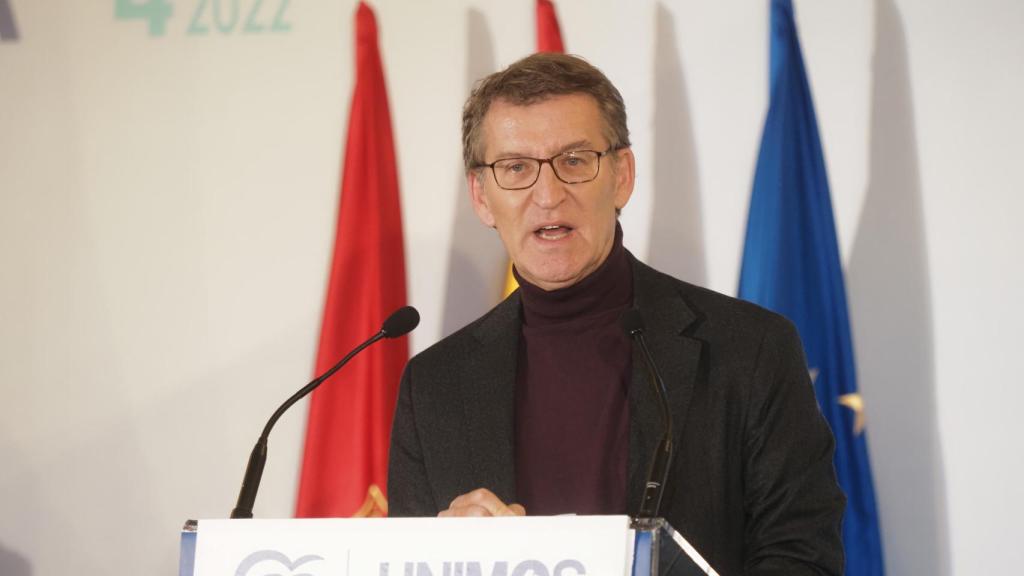 El presidente del Partido Popular, en el VIII cónclave del PPN este domingo.