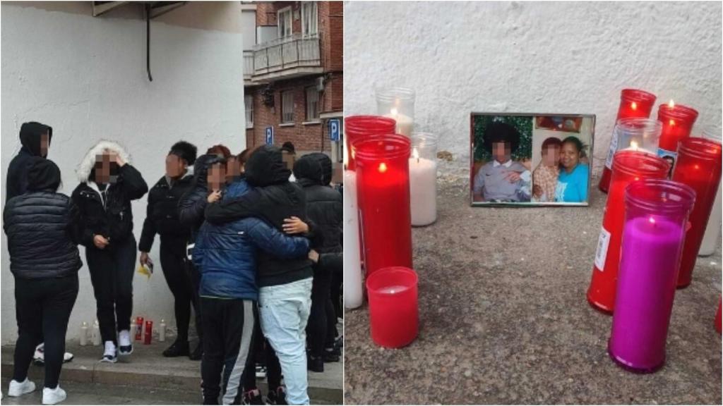 Varios amigos depositan velas y fotografías de William en su memoria.