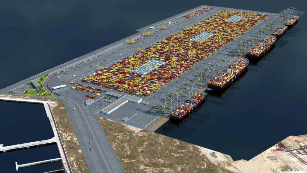 Figuración de la nueva terminal norte del Puerto de Valencia. EE