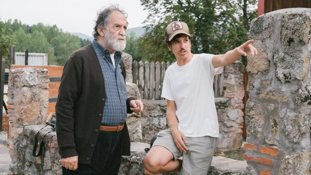 Ramón Barea y Pedro Díaz rodando La Entrega.