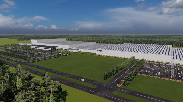 Recreación de la gigafactoría de baterías de Envision proyectada en Navalmoral de la Mata (Cáceres)