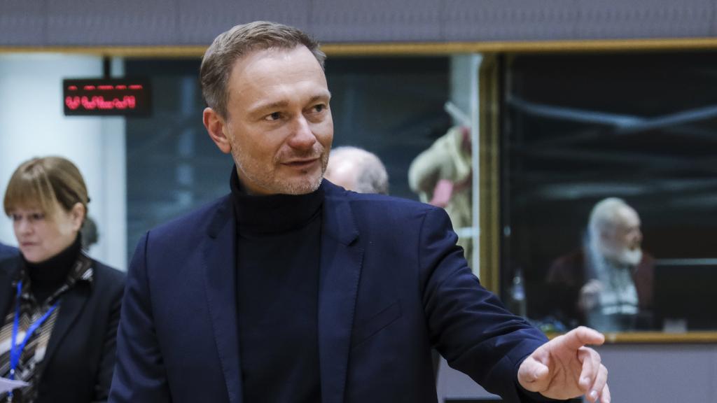 El ministro de Finanzas de Alemania, Christian Lindner, durante el Ecofin de este martes en Bruselas