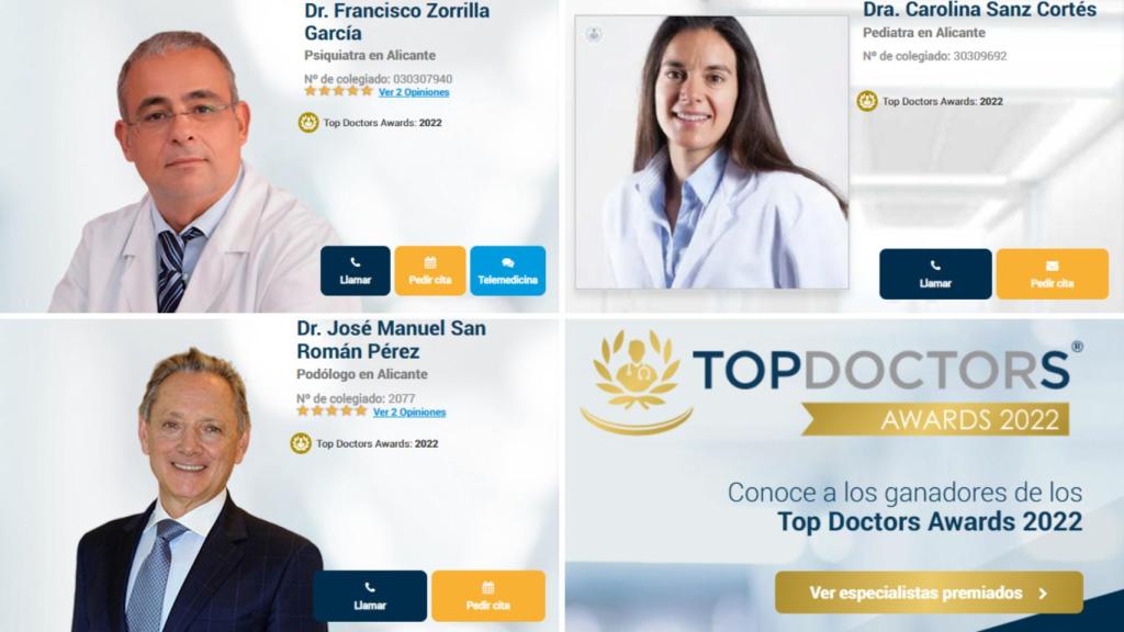 Premiados alicantinos por Top Doctors 2022.