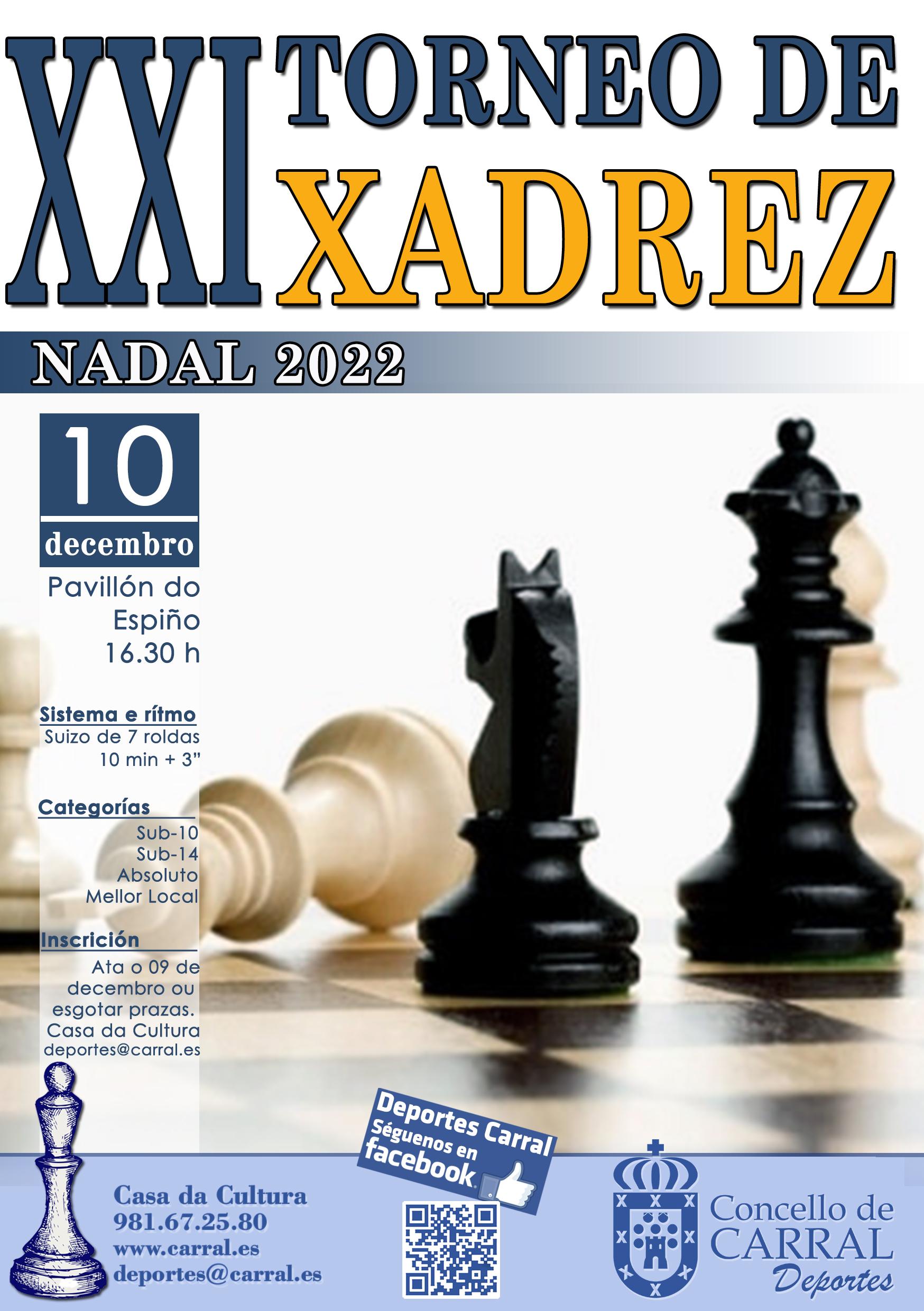 Cartel del Torneo de Ajedrez de Carral del sábado (Concello de Carral).
