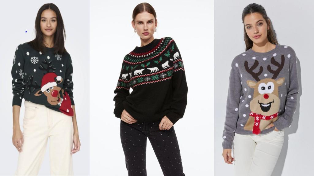 De izda. a dcha: Propuestas de Kiabi, H&M y El Corte Inglés.