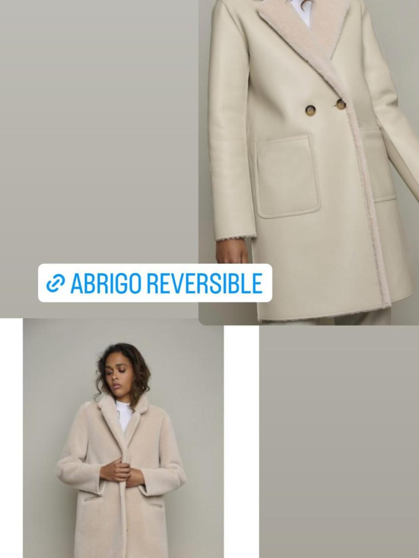 Los detalles del abrigo reversible de Lidia Bedman.