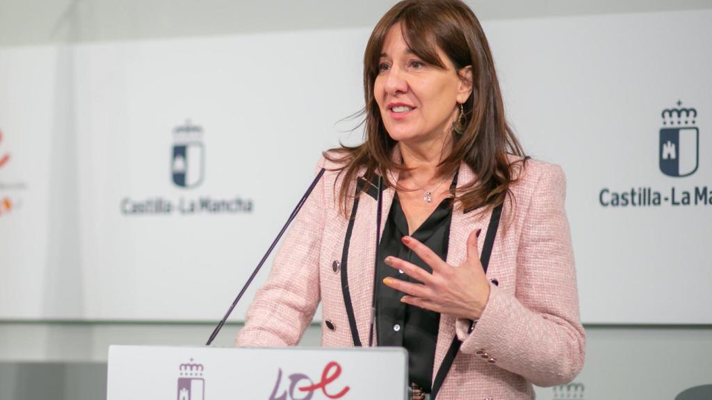 Blanca Fernández, consejera portavoz del Gobierno de Castilla-La Mancha, este miércoles en rueda de prensa