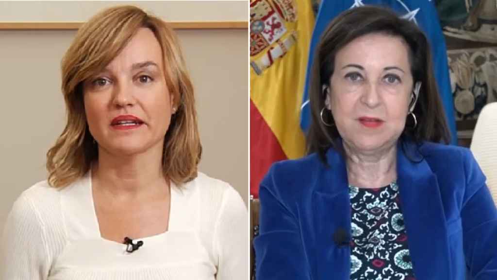 Pilar Alegría, ministra de Educación, y Margarita Robles, de Defensa, en TVE y Telecinco, respectivamente.