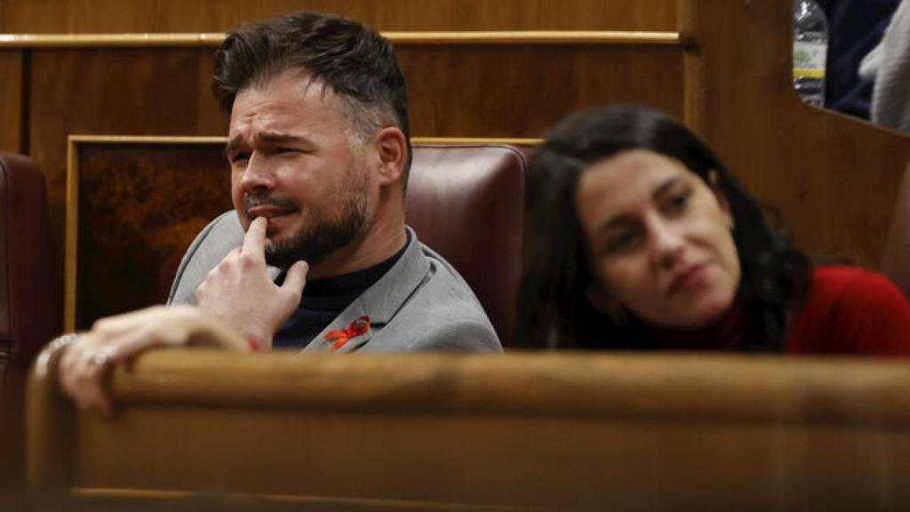 Gabriel Rufián, en su escaño del Congreso, la semana pasada.