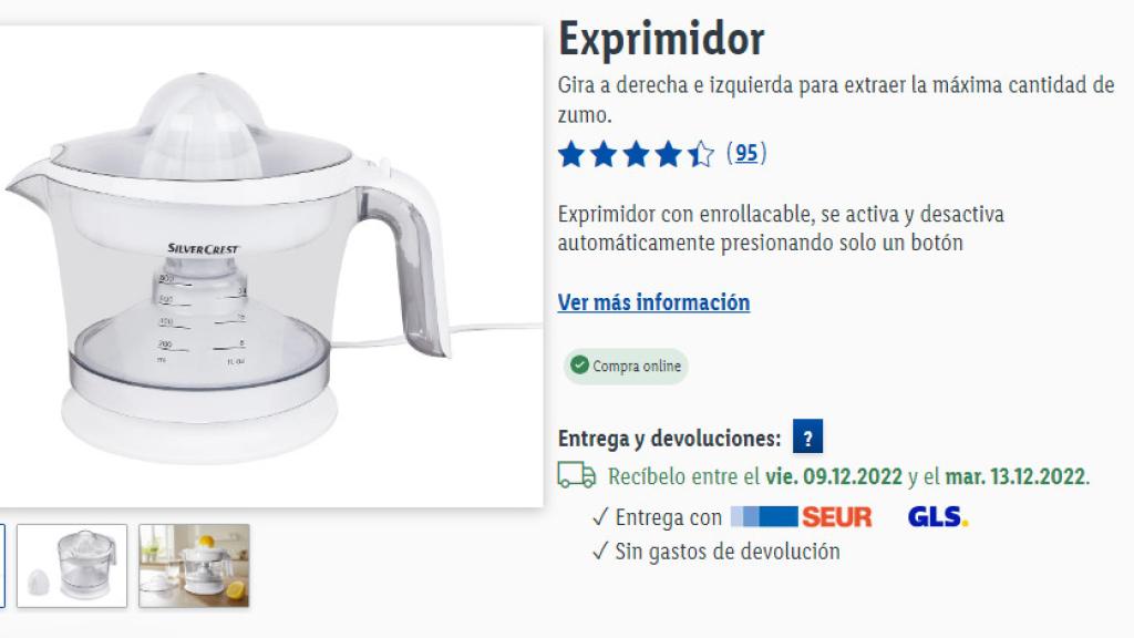 Exprimidor eléctrico Lidl.