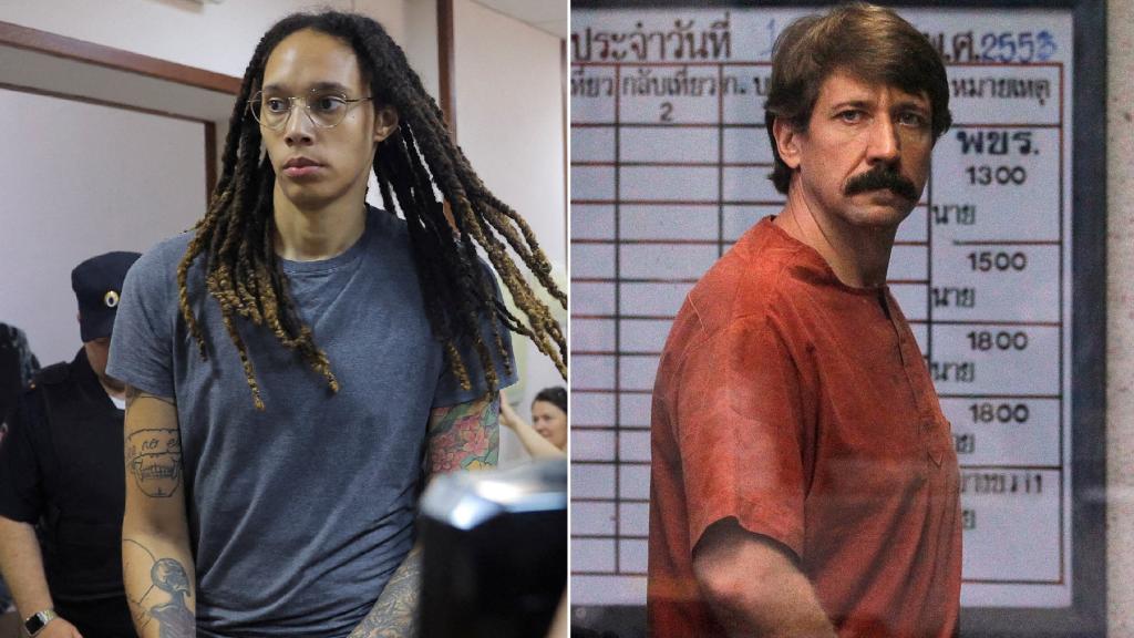 La jugadora de baloncesto Brittney Griner y el traficante de armas Víctor But.