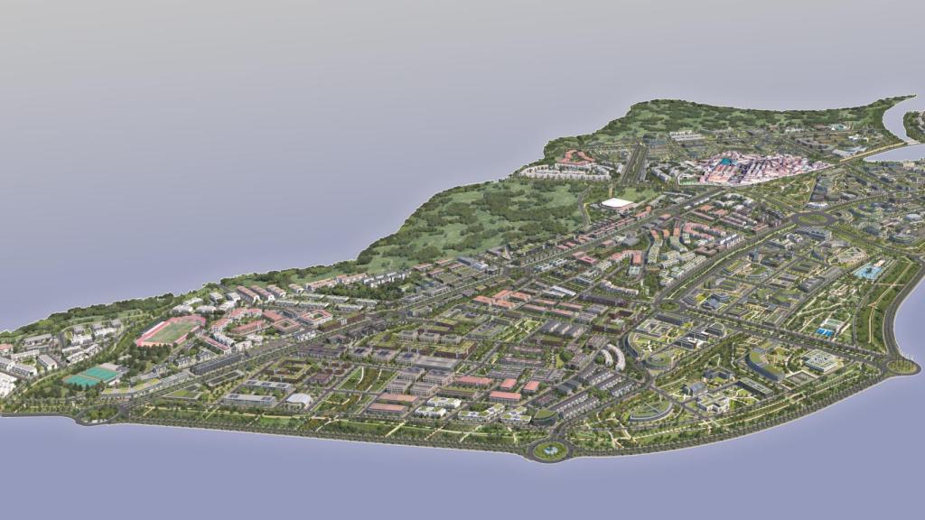 Una infografía del espacio que ocupará la Ciudad Aeroportuaria.