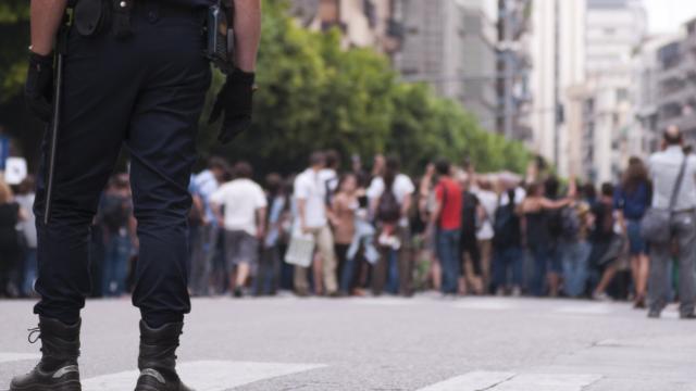Policía antidisturbios en una demostración.