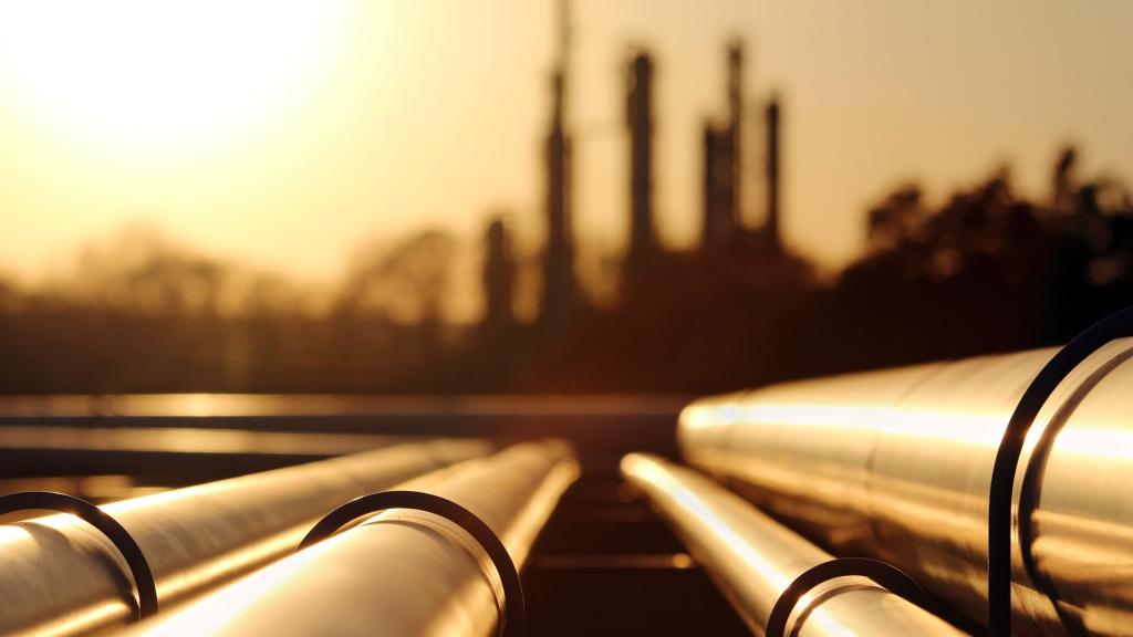 Imagen de archivo de un sistema de tuberías para el transporte de gas.