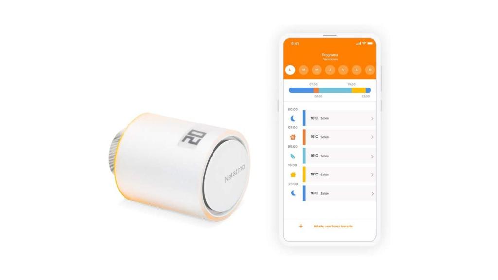 Una válvula inteligente de Netatmo y la app asociada