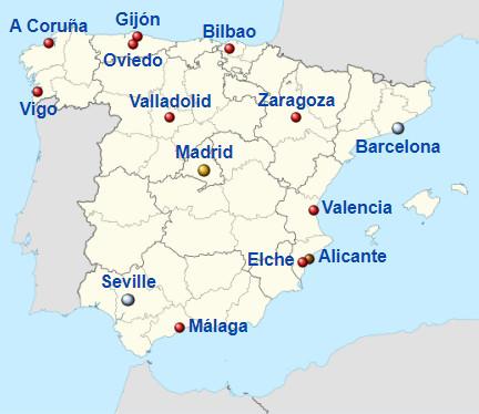 Sedes del Mundial 1982 (Mapa: Wikipedia)