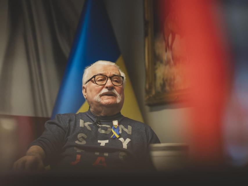 Lech Walesa, relajado, durante la entrevista.
