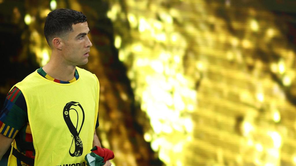 Cristiano Ronaldo, como suplente durante el Mundial de Qatar