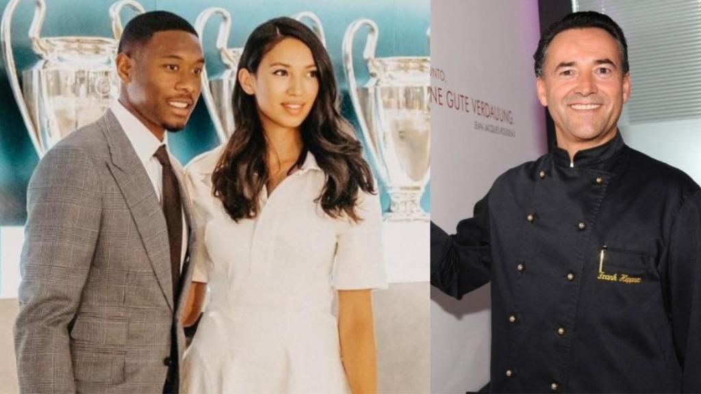 Alaba y su mujer, Shalimar, y el padre de ella, el chef Frank Heppner.