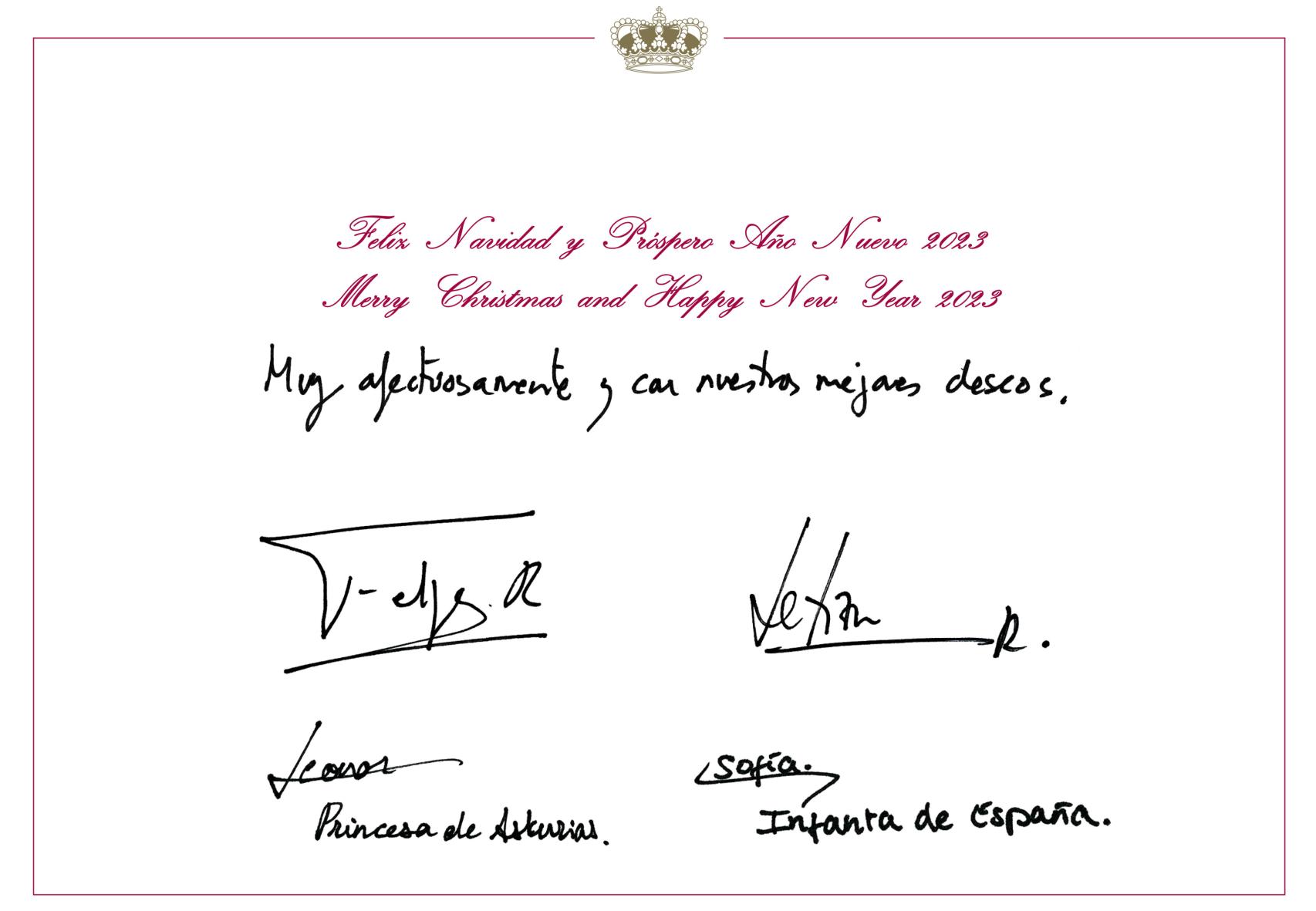La felicitación de los Reyes y sus hijas.