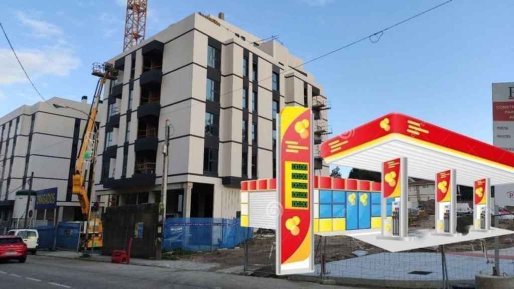 Recreación de la situación de la gasolinera en la calle Tomás Alonso.