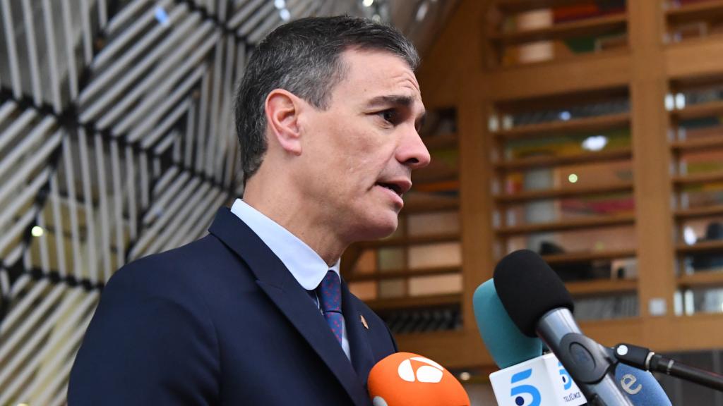 El presidente del Gobierno, Pedro Sánchez, durante su declaración ante la prensa de este jueves