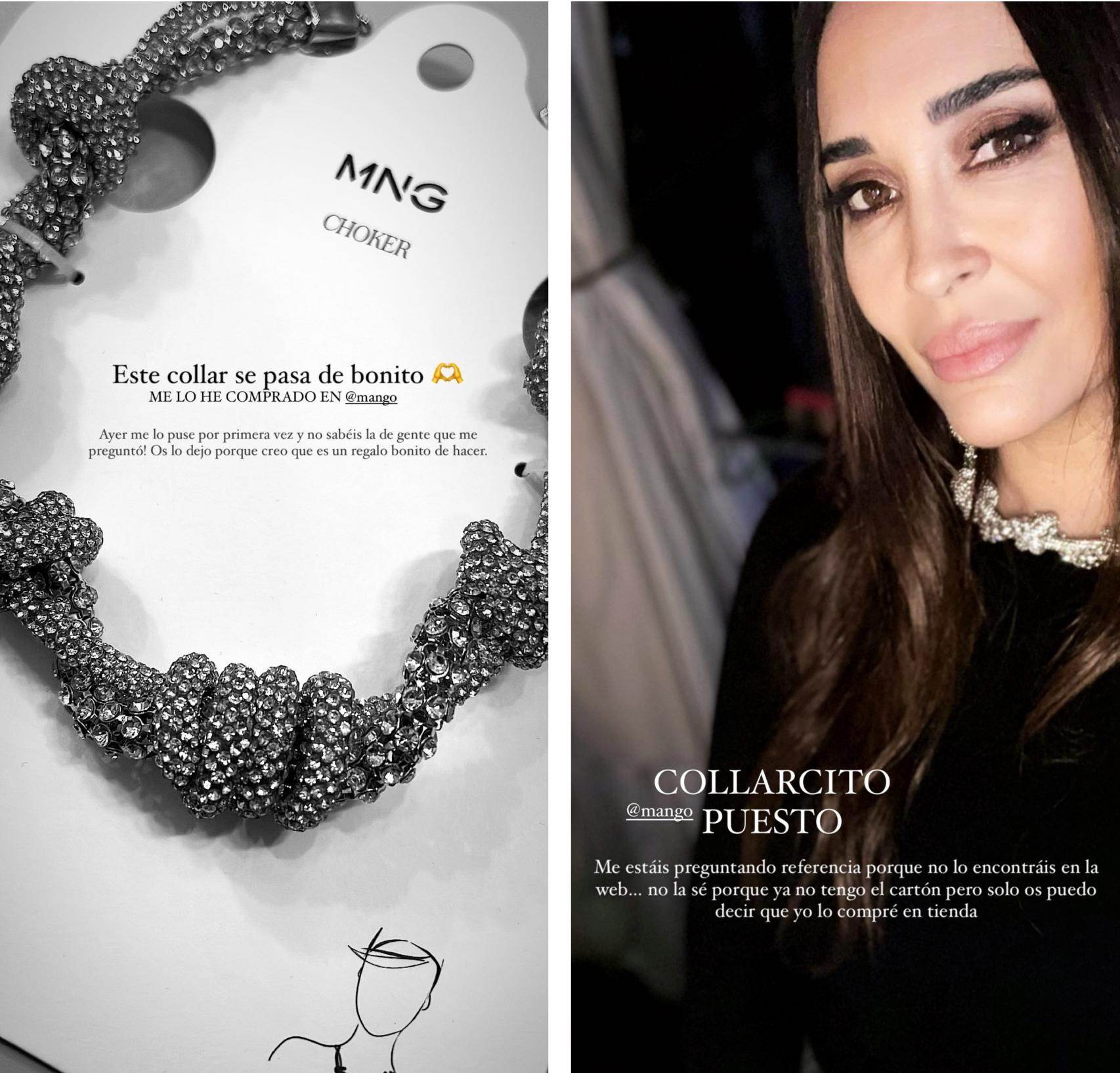 Vicky Martín Berrocal mostrando su collar de Mango.