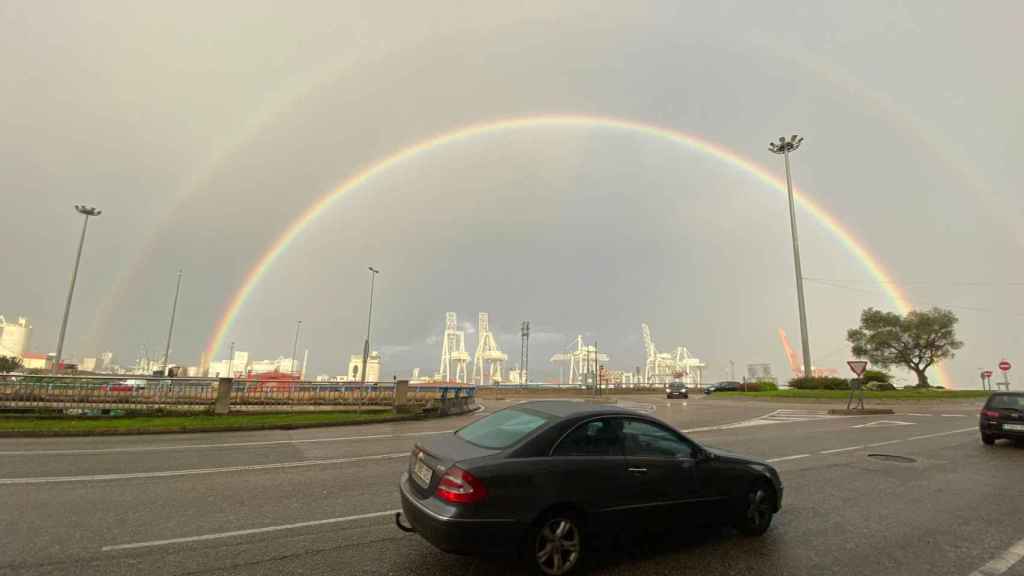 Arcoíris doble sobre Vigo.