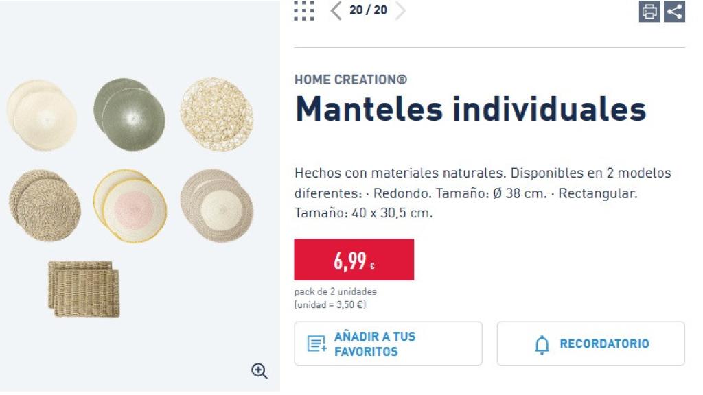 Manteles individuales.