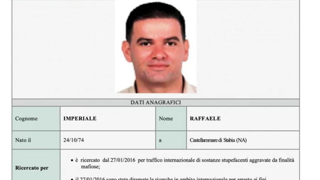Ficha policial italiana de Imperiale