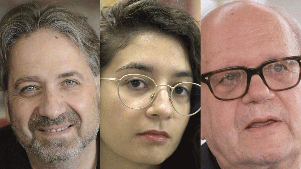 Jordi Doce (Foto: Luis Burgos), Rosa Berbel (Carlos Allende) y Pere Gimferrer (Luis Serrano)