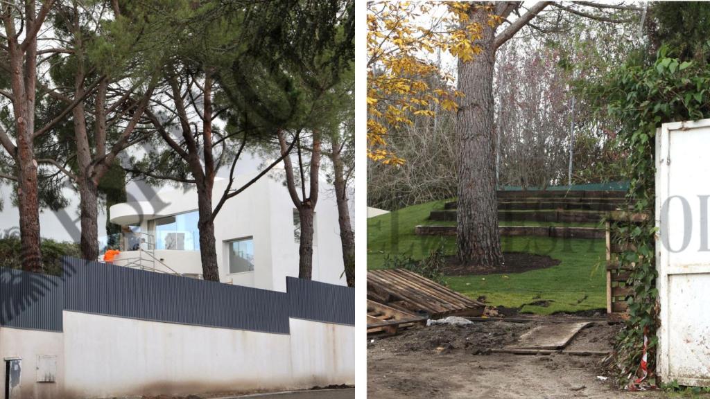 El lateral del chalé y parte del jardín.