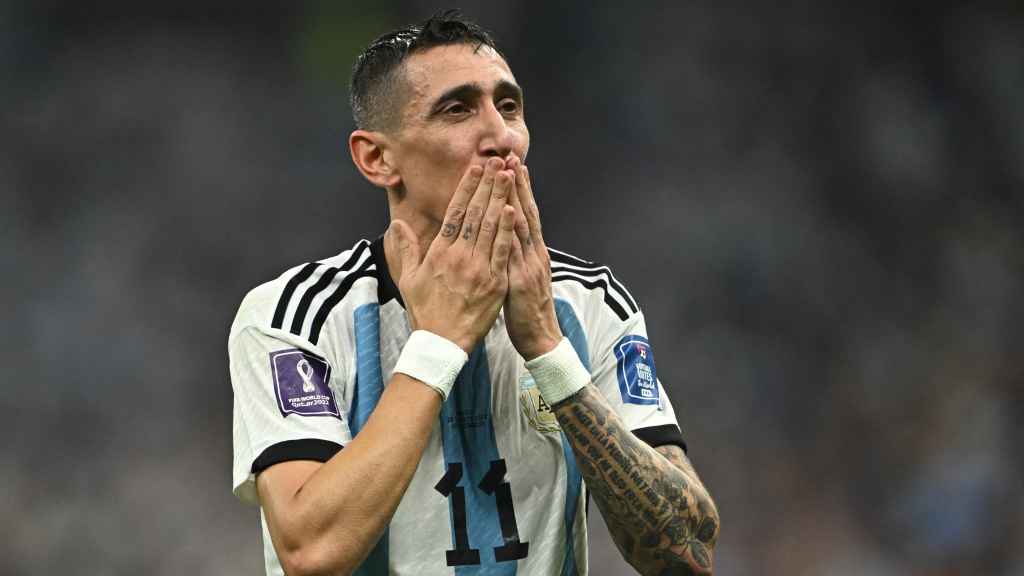 Ángel Di María, emocionado tras marcar su gol.