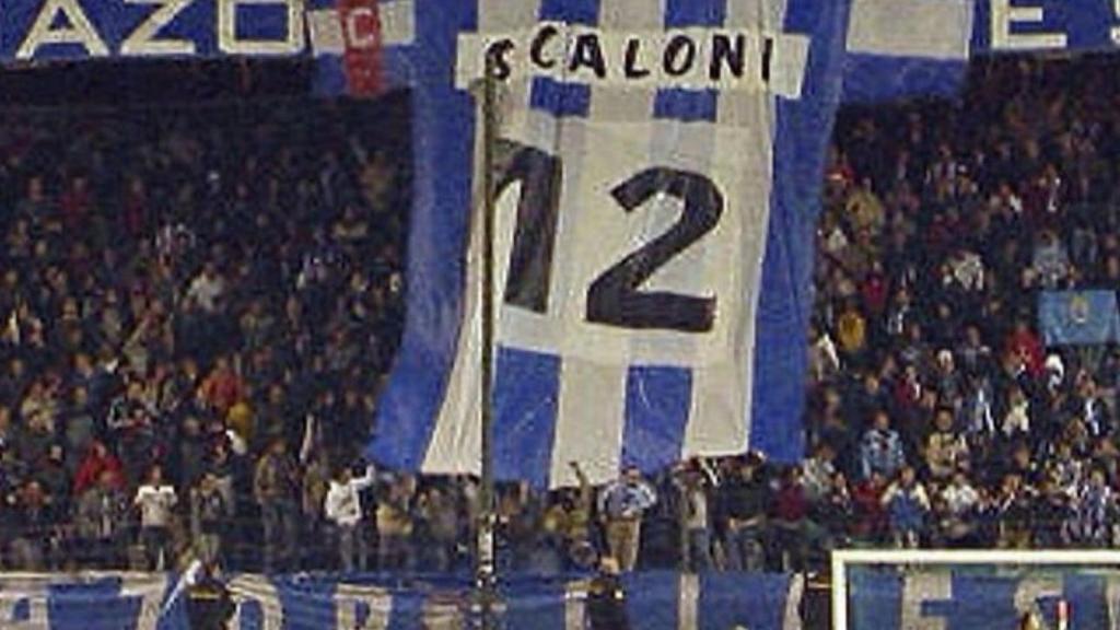 Pancarta de Scaloni en Riazor