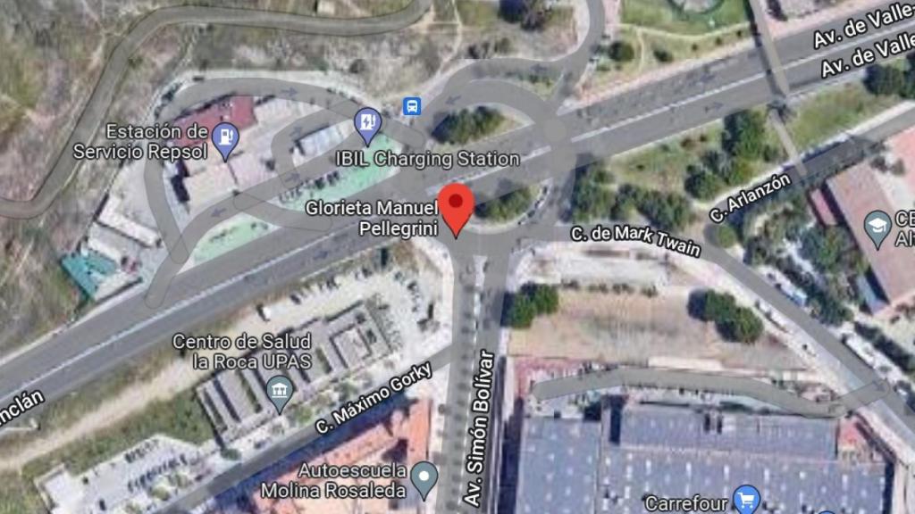 Vista de la glorieta Manuel Pellegrini en Google Maps.