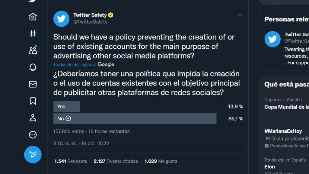 Encuesta sobre política de Twitter