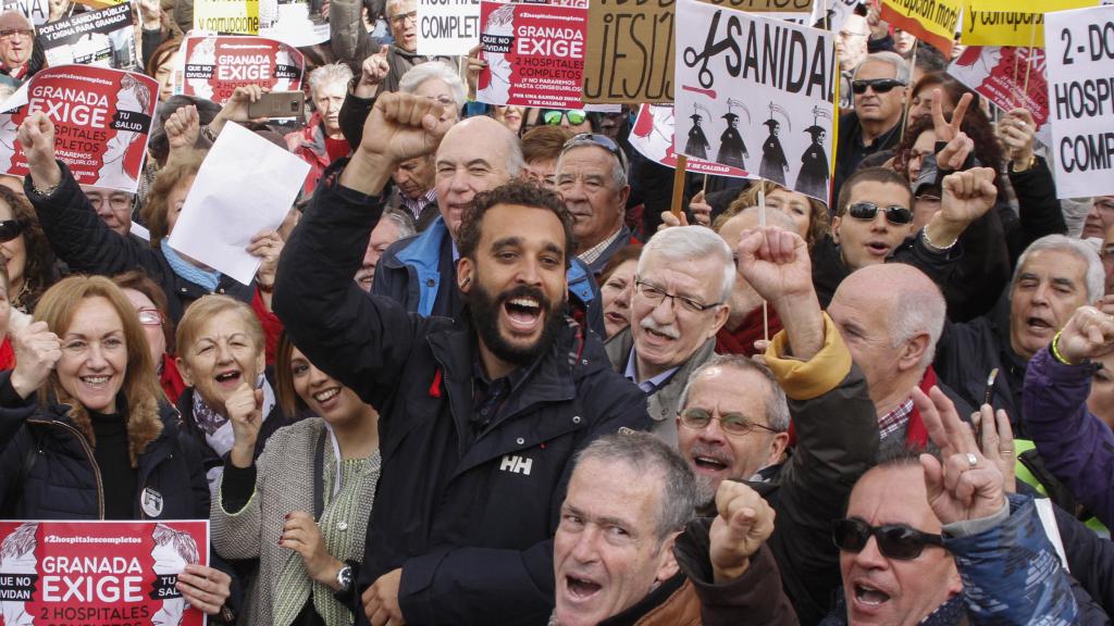 Jesús Candel, alias 'Spiriman' en una manifestación en 2017 en defensa de la sanidad pública.