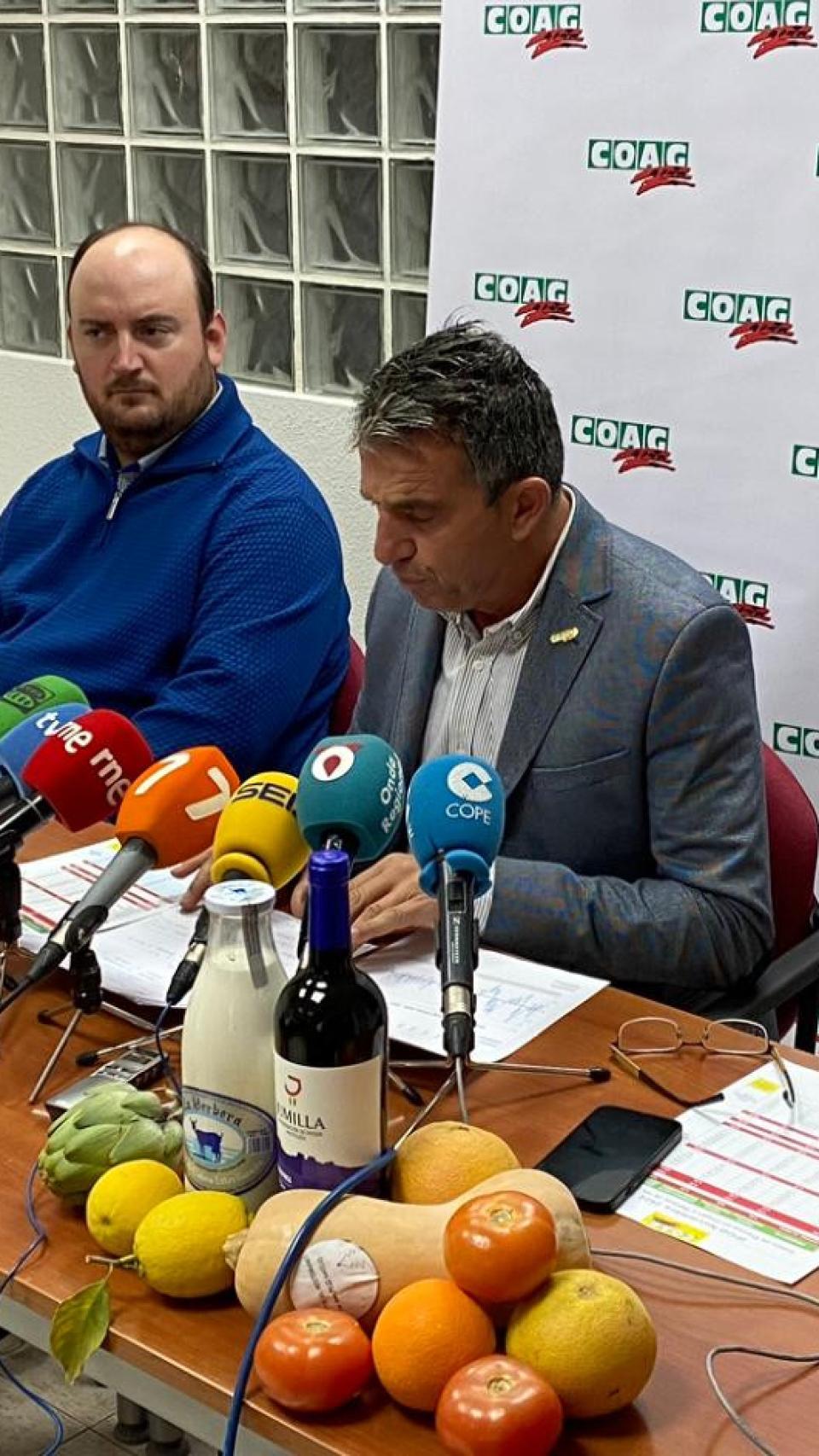 Pedro Gomariz y José Miguel Marín, de Coag, este martes, compareciendo en rueda de prensa.