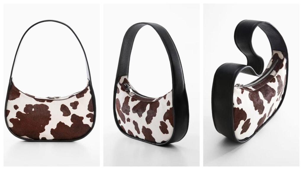 Bolso de piel con animal 'print' de Mango.