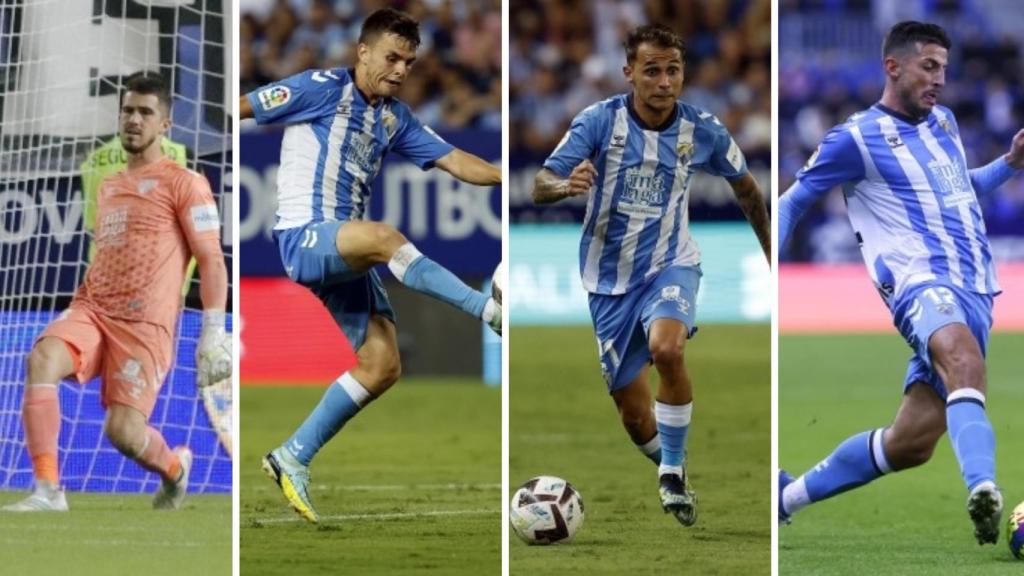 Yáñez, Febas, Villalba y Chavarría, jugadores del Málaga CF