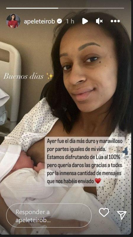 Ana Peleteiro con su hija Lúa en sus historias de Instagram.
