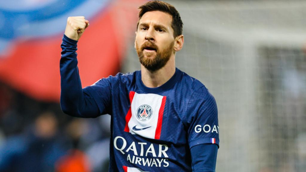 Leo Messi, celebrando un gol con el PSG en la temporada 2022/2023