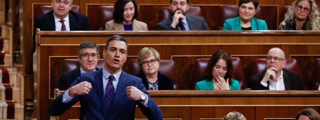 El presidente del Gobierno, Pedro Sánchez, este miércoles en el Congreso de los Diputados.