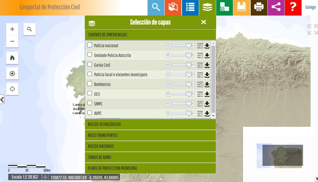 El Xeoportal de Protección Civil (mapas.xunta.gal).