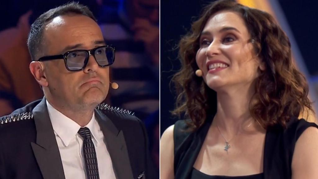 Risto Mejide y Ayuso en un fotomontaje.