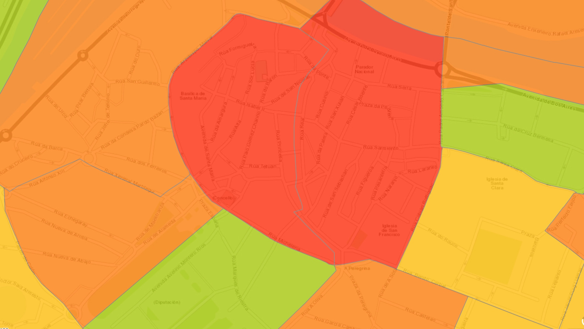 Viviendas turísticas en la zona monumental de Pontevedra. Foto: INE